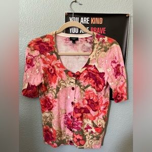 Talbots knit floral blouse size S